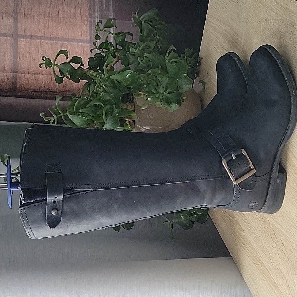 Timberland SAVIN HILL black leather zip-up Moto style riding boots